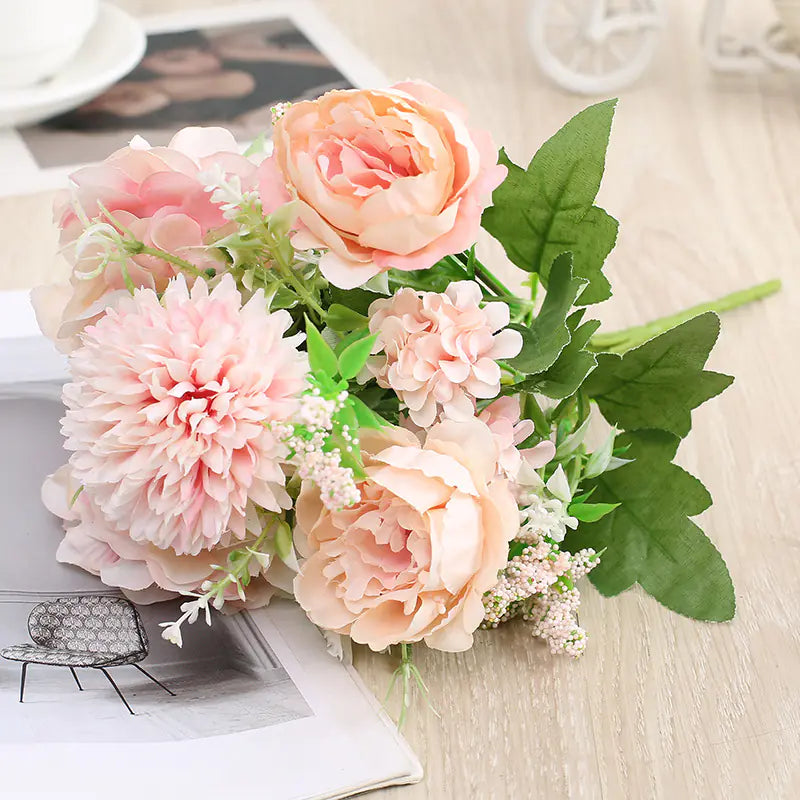 Artificial Rose and Peony Bouquet for Home Decor