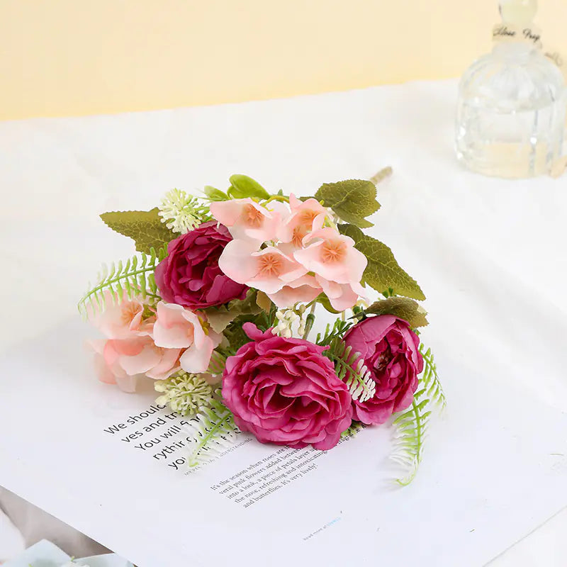 Artificial Rose and Peony Bouquet for Home Decor